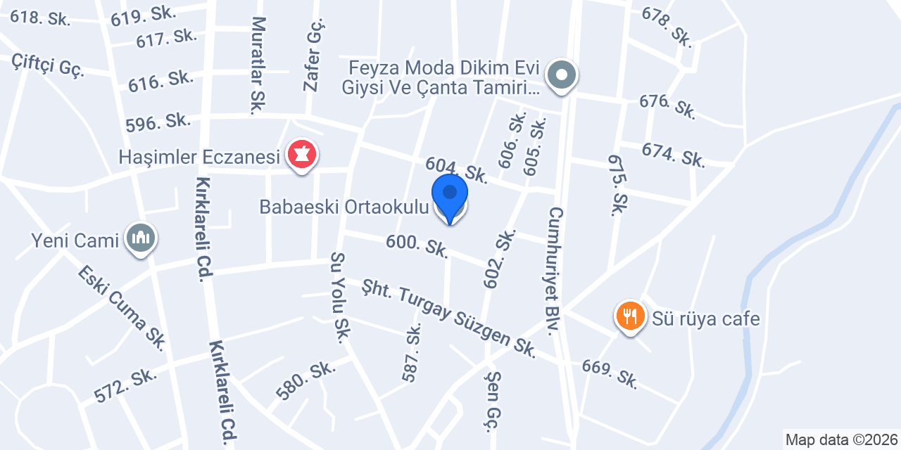 Babaeski Ortaokulu konumu