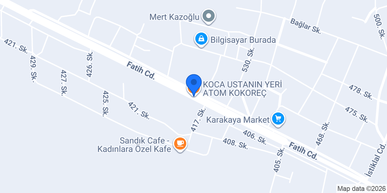 KOCA USTANIN YERİ ATOM KOKOREÇ konumu
