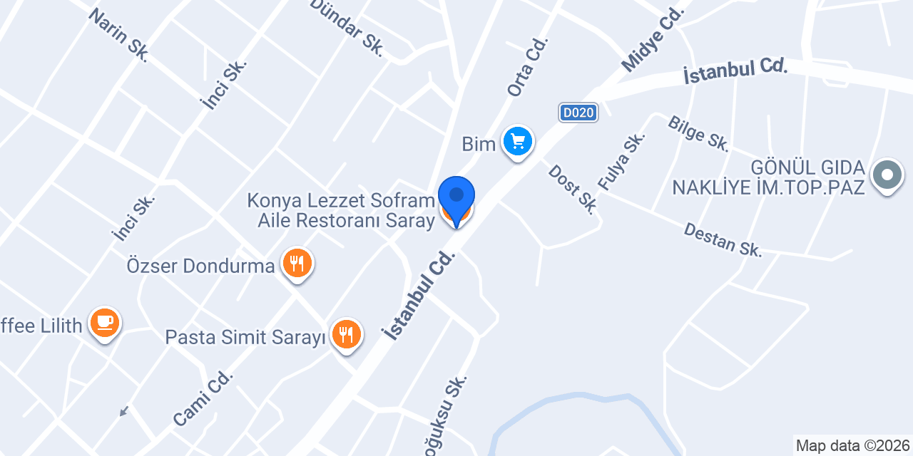 Konya Lezzet Sofram Aile Restoranı Saray konumu