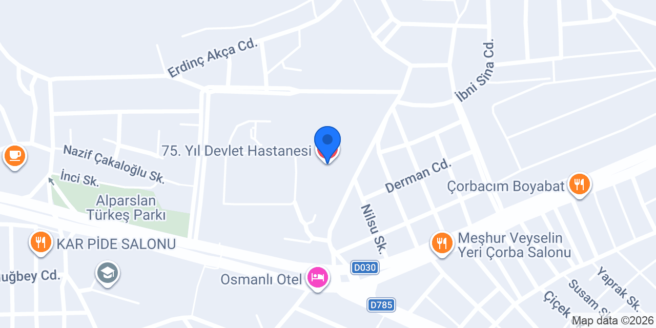 75. Yıl Devlet Hastanesi konumu