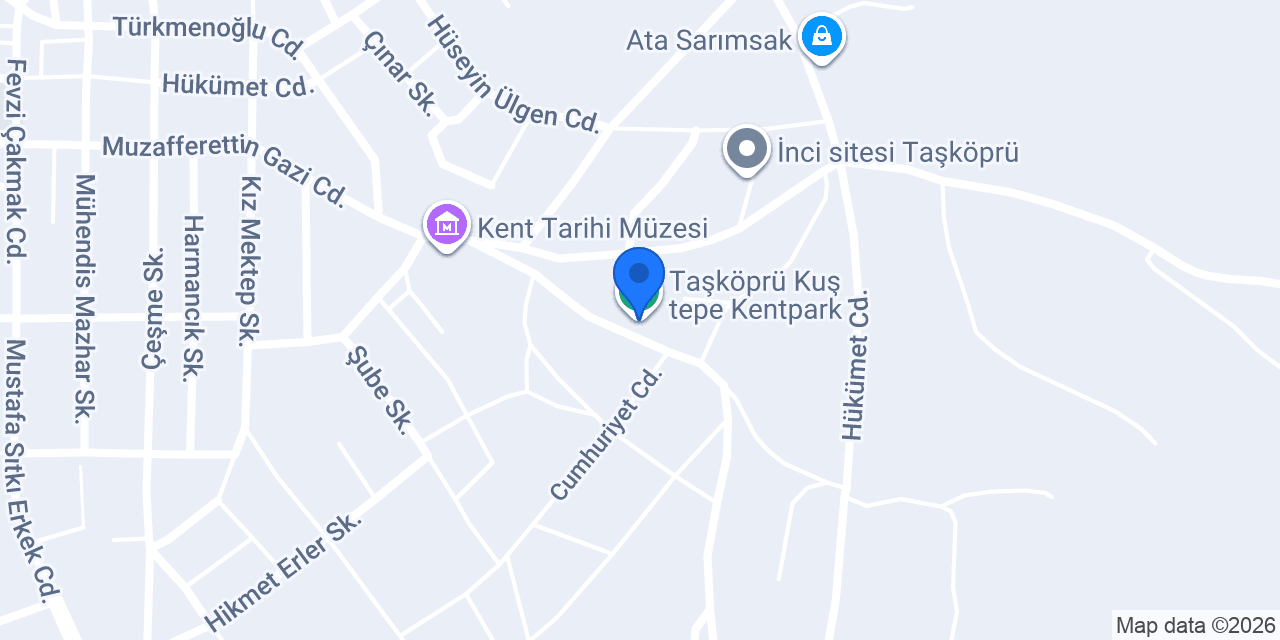 Taşköprü Kuş tepe Kentpark konumu