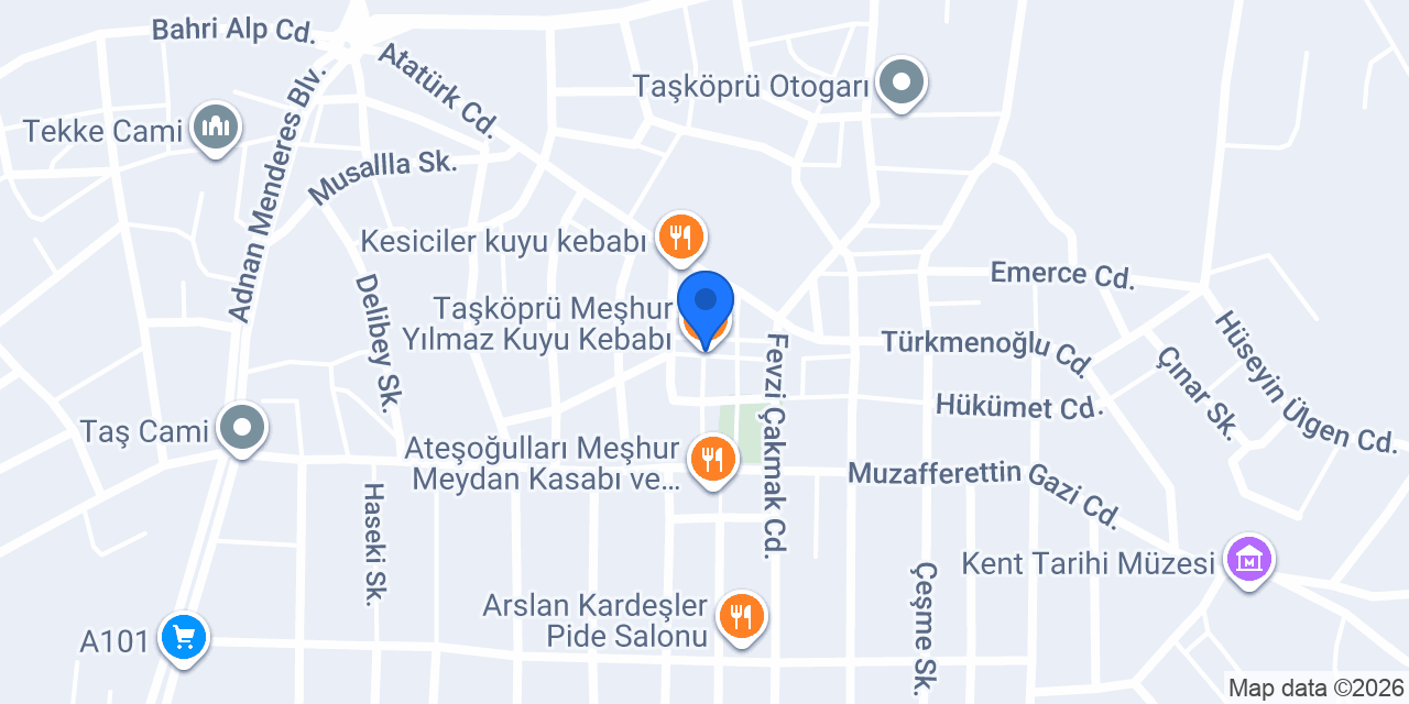 Taşköprü Meşhur Yılmaz Kuyu Kebabı konumu