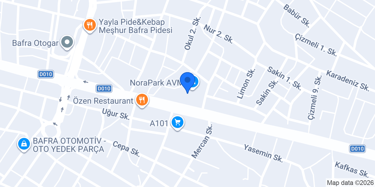 ebebek Samsun Bafra NoraPark AVM konumu