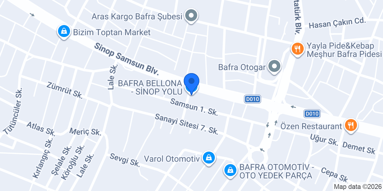 BAFRA BELLONA - SİNOP YOLU konumu