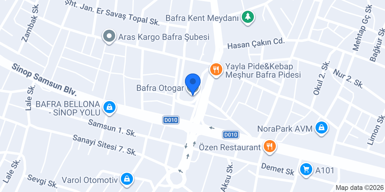Bafra Otogar konumu