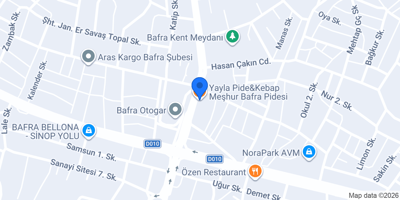 Yayla Pide&Kebap Meşhur Bafra Pidesi konumu