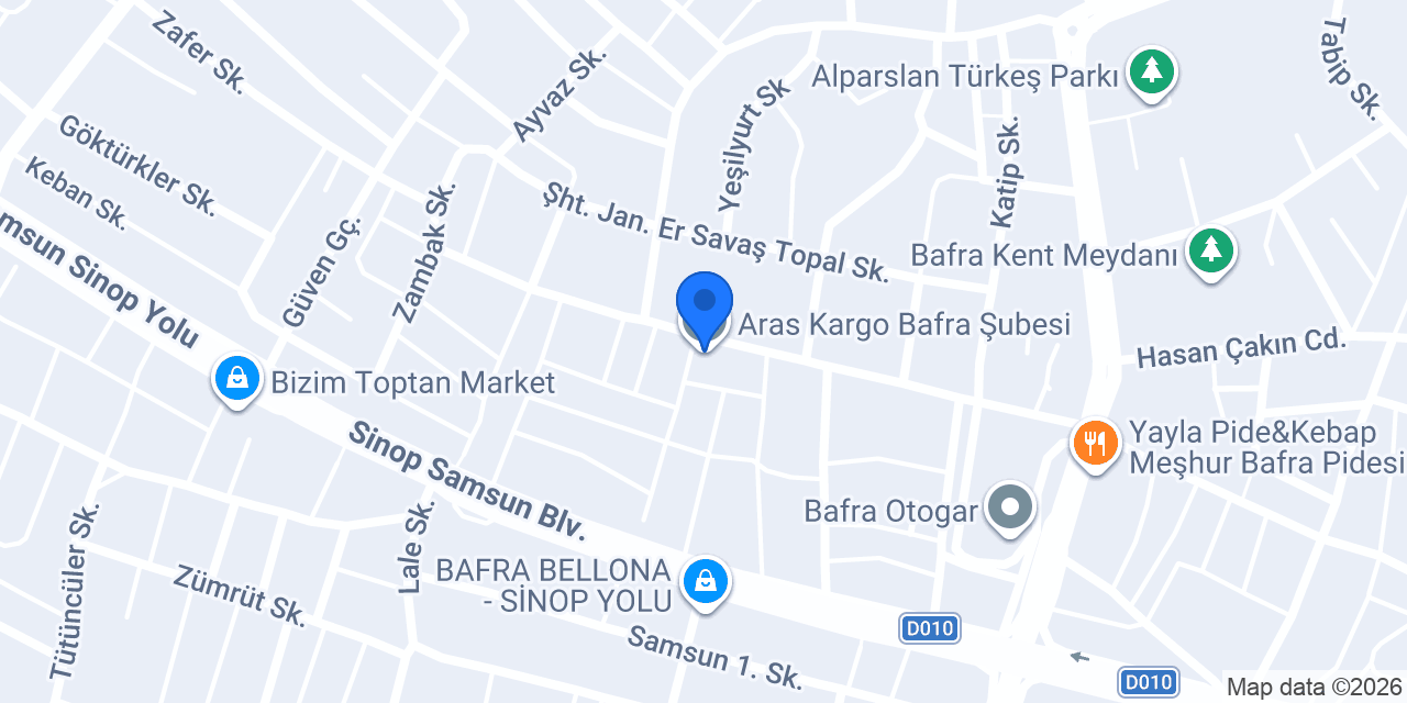 Aras Kargo Bafra Şubesi konumu