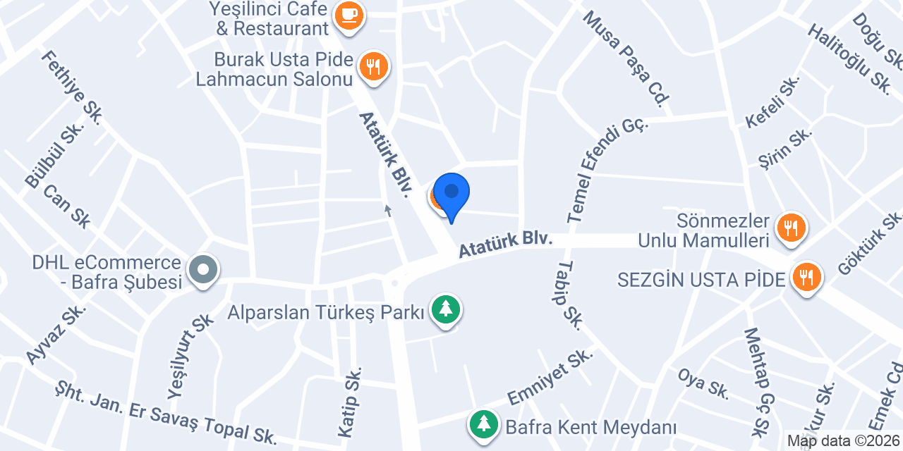 Bafra Elvan Dondurma konumu