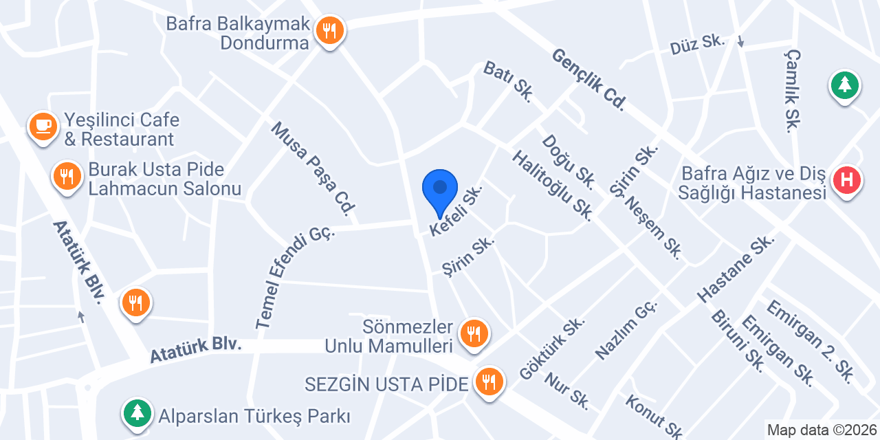Bafra Sanayi taksi metin konumu