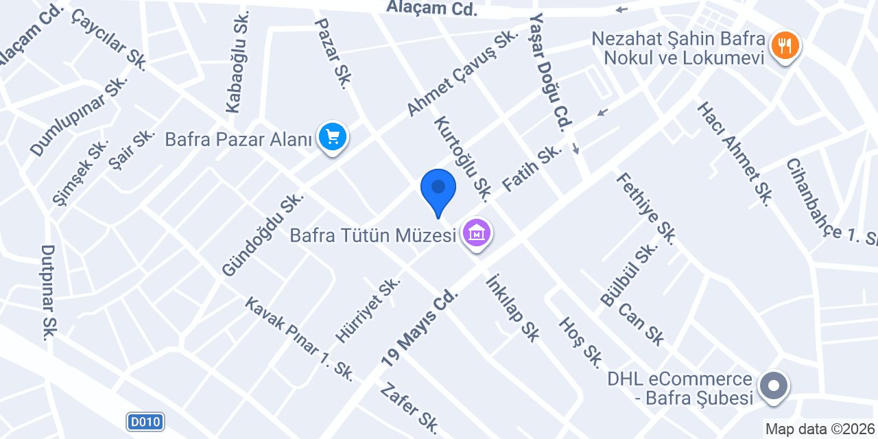 Bafra elektirik su tesisatı konumu