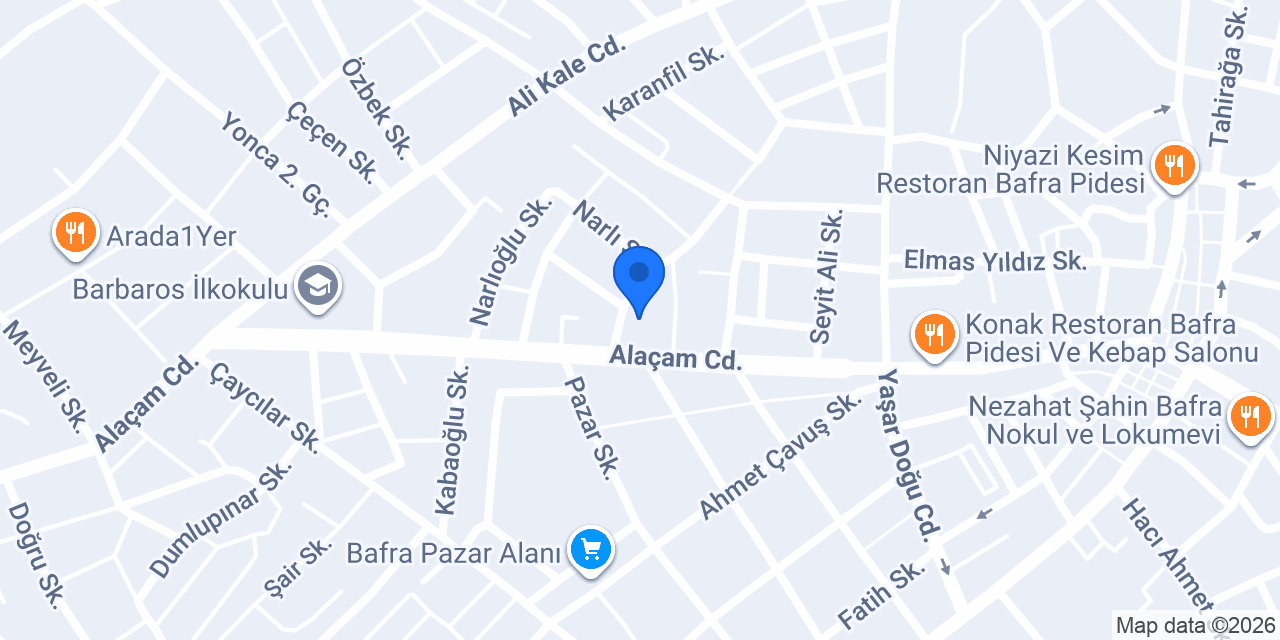 Bafra beşyol Taksi Ali Erginer bafra konumu