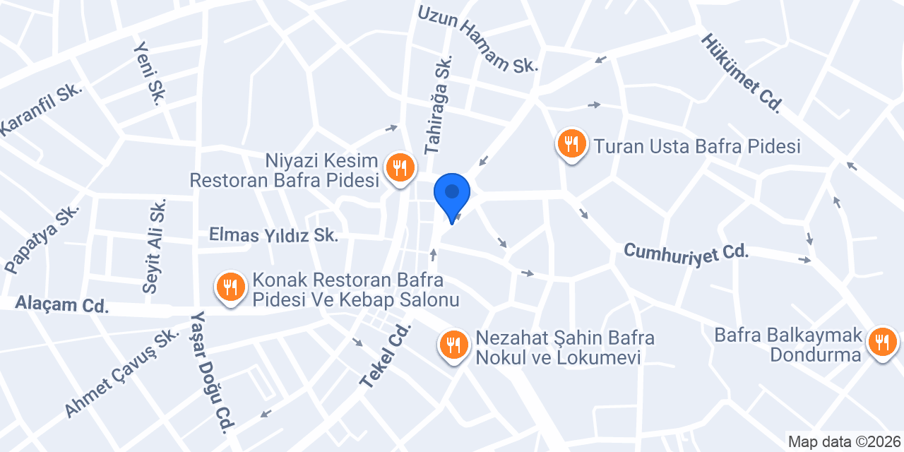 Özel Yeşil Bafra Motorlu Taşıt Sürücüleri Kursu konumu