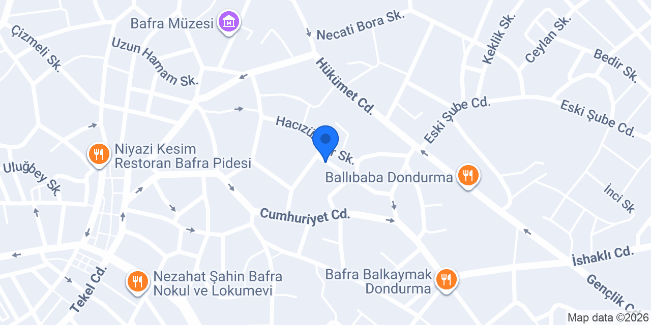 Bafra Salih Usta Dondurma Diyarı- TATLIBABA konumu