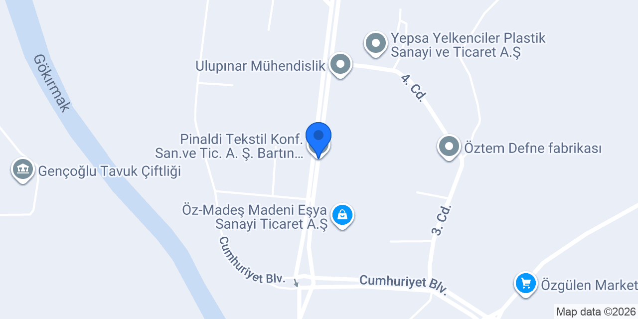 Pinaldi Tekstil Konf.San.ve Tic. A.Ş. Bartın Fabrika konumu