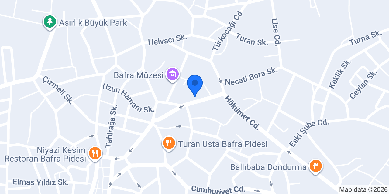 BAFRA KİTAP KIRTASİYE konumu