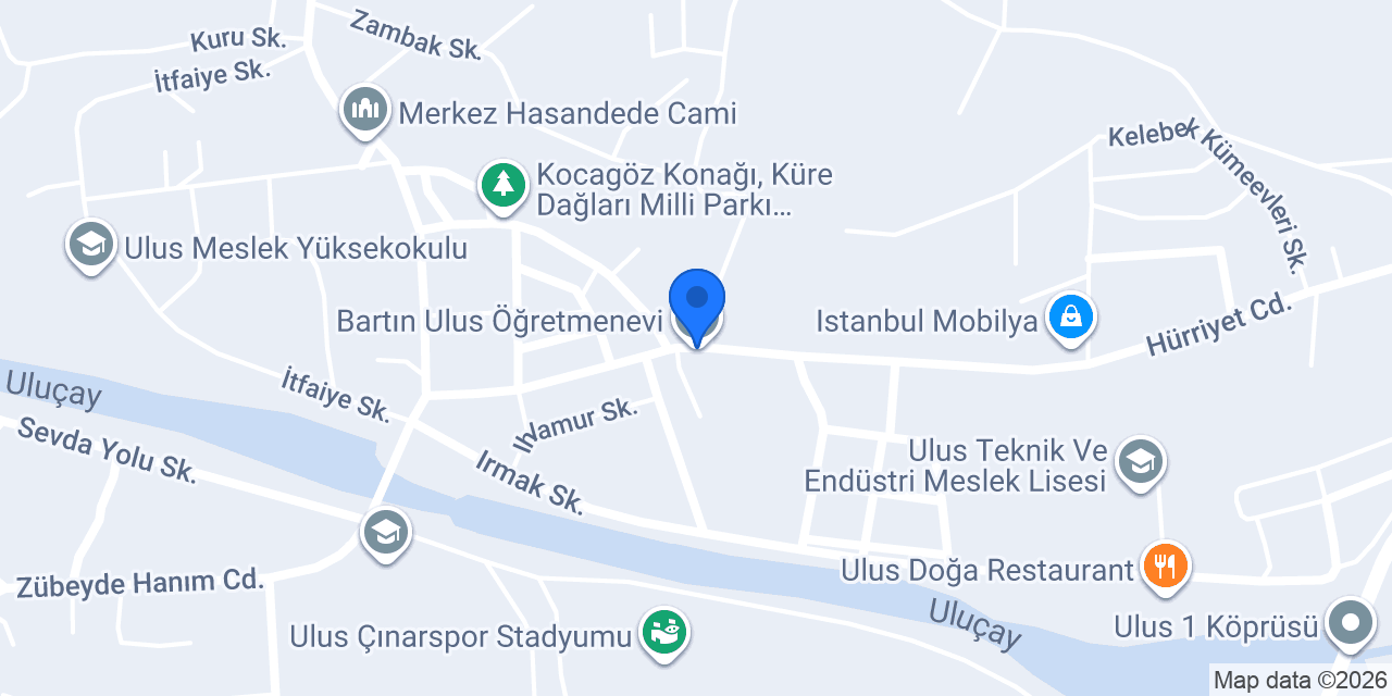 Bartın Ulus Öğretmenevi konumu
