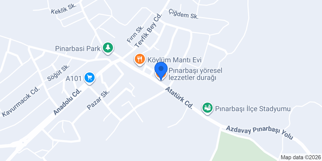 Pınarbaşı yöresel lezzetler durağı konumu