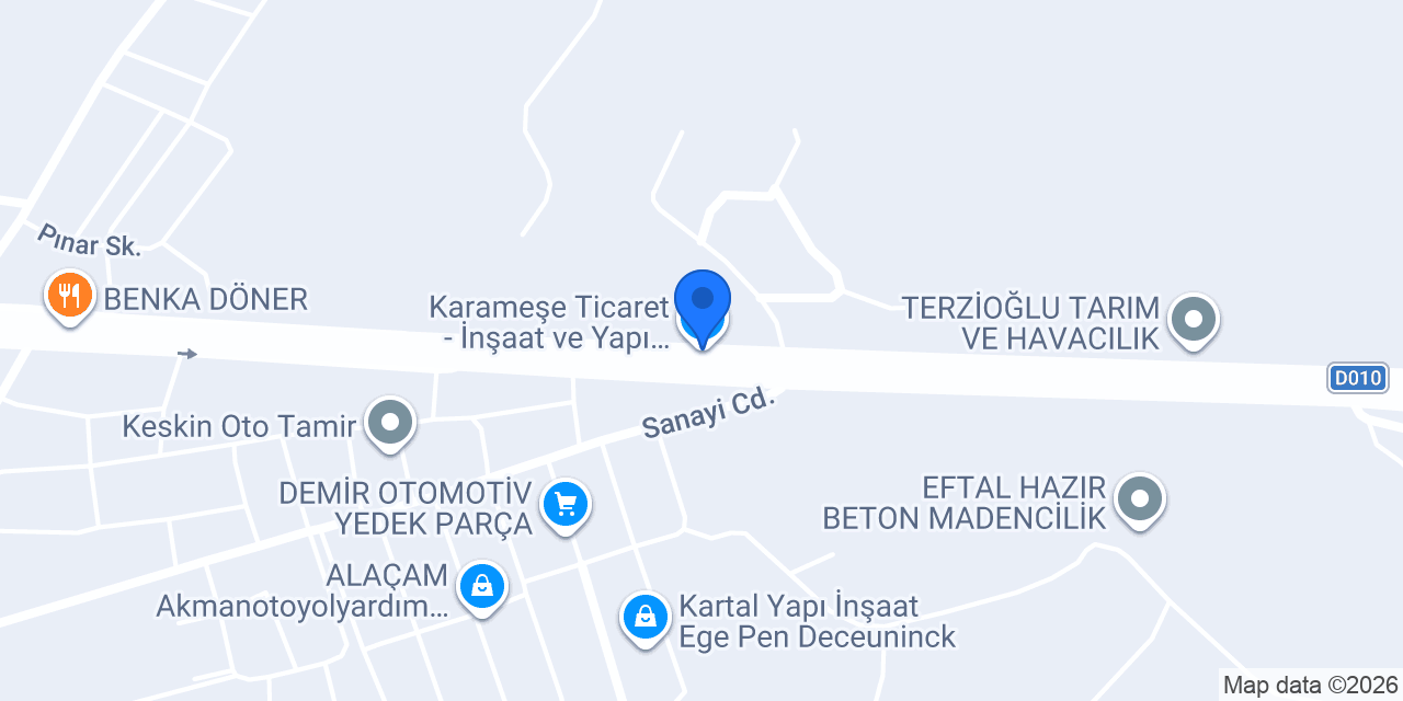 Karameşe Ticaret - İnşaat ve Yapı Malzemeleri - Alaçam konumu