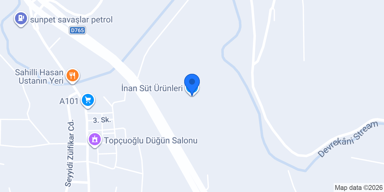 İnan Süt Ürünleri konumu
