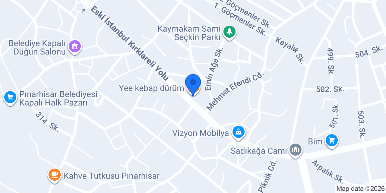 Oses Çiğköfte Pınarhisar konumu
