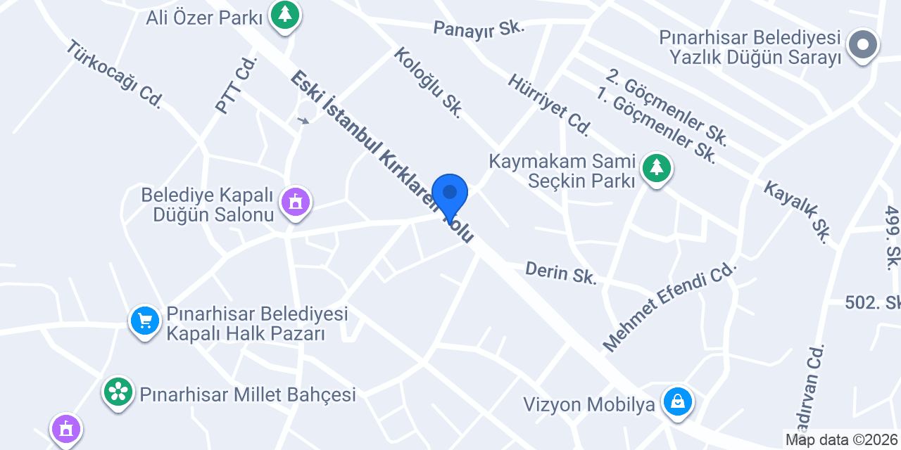 Halkbank Pınarhisar Şubesi konumu