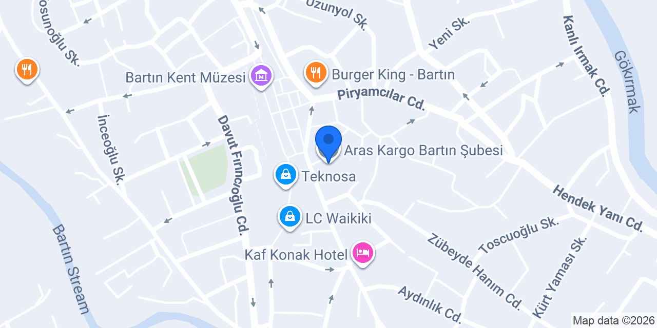 Aras Kargo Bartın Şubesi konumu