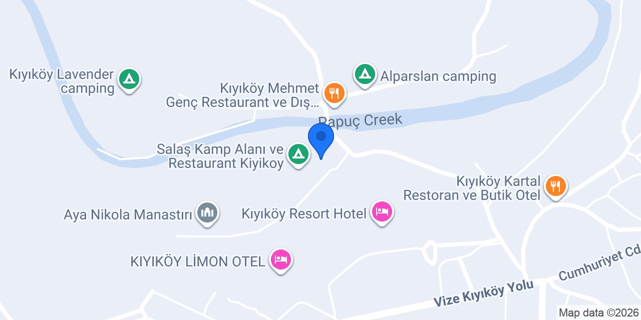 Kıyıköy Pabuçdere Camping konumu