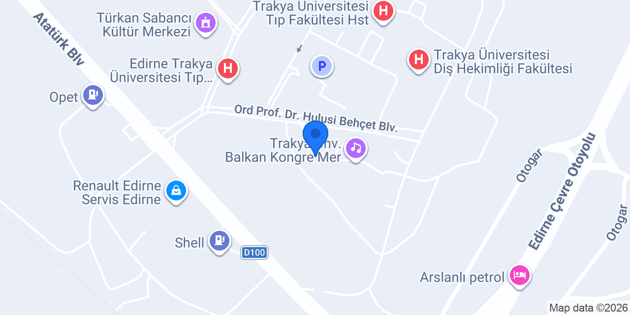 T.C. Trakya Üniversitesi Uygulama Oteli konumu