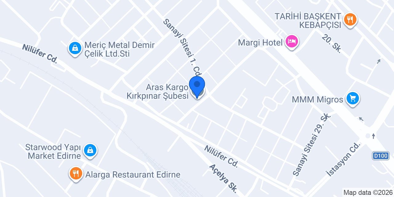 Aras Kargo Kırkpınar Şubesi konumu