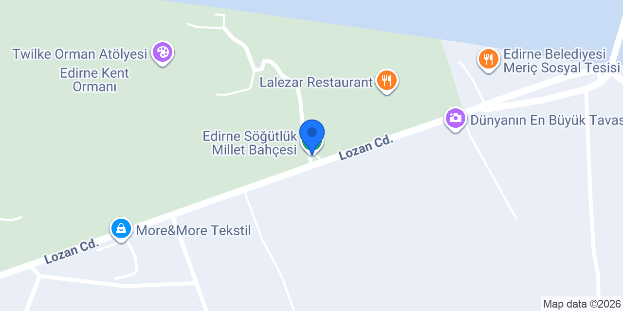 Edirne Söğütlük Millet Bahçesi konumu