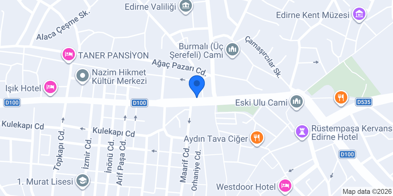 Birevim Edirne Şubesi konumu