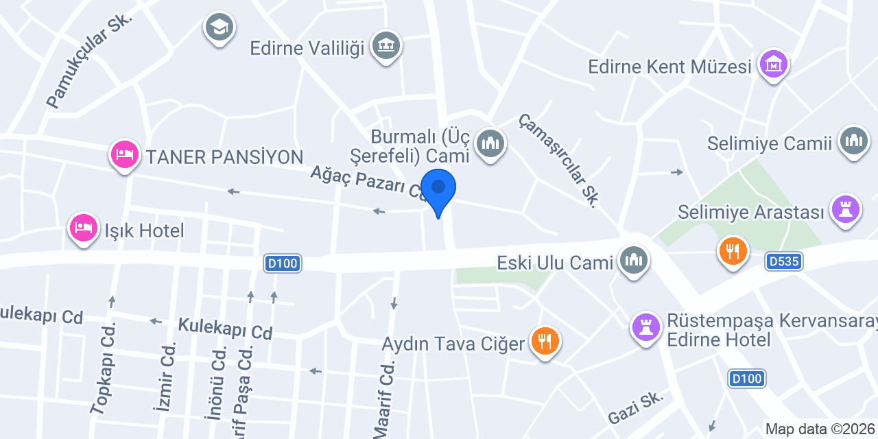 Türkiye Finans Edirne Şubesi konumu