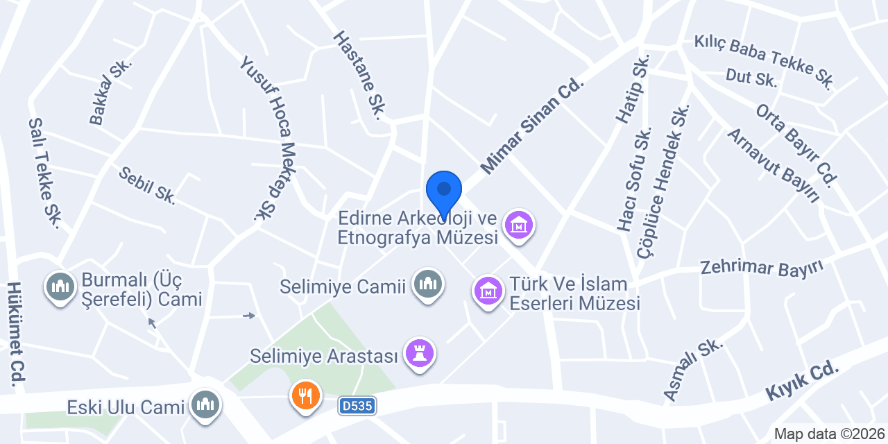 Edirne Merkez Saray Hamamı konumu
