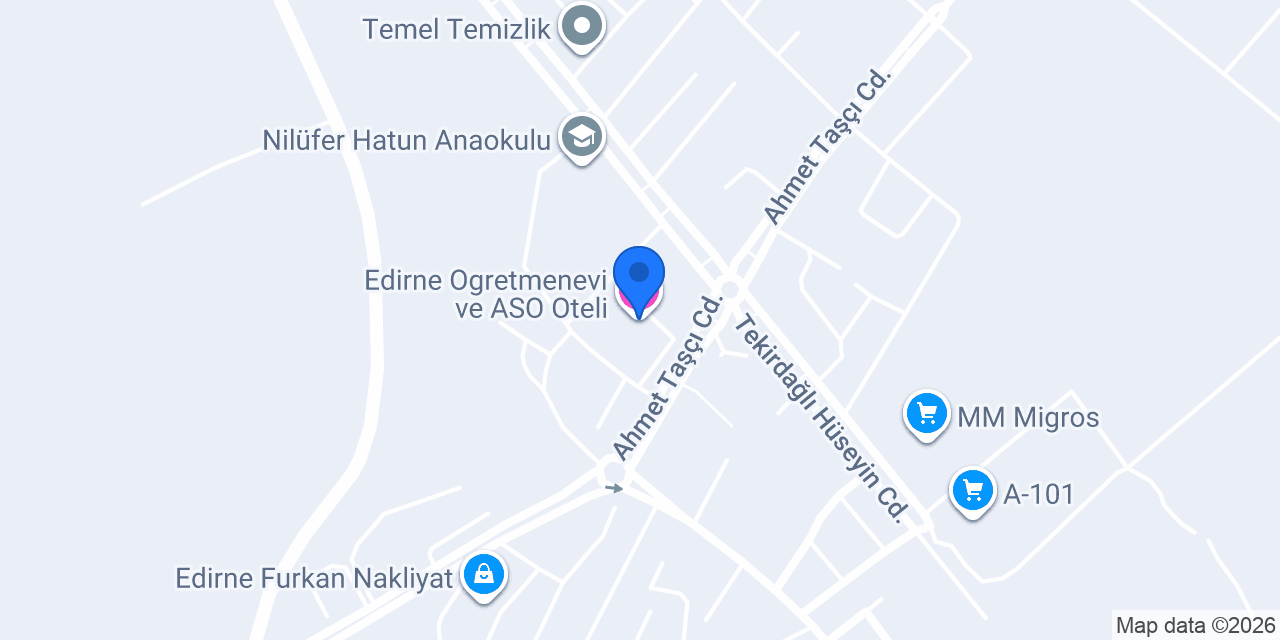 Edirne Ogretmenevi ve ASO Oteli konumu