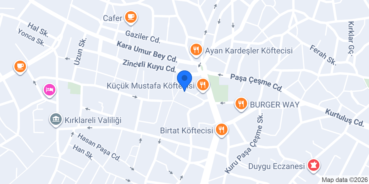 Kırklareli Pablo Bistro konumu