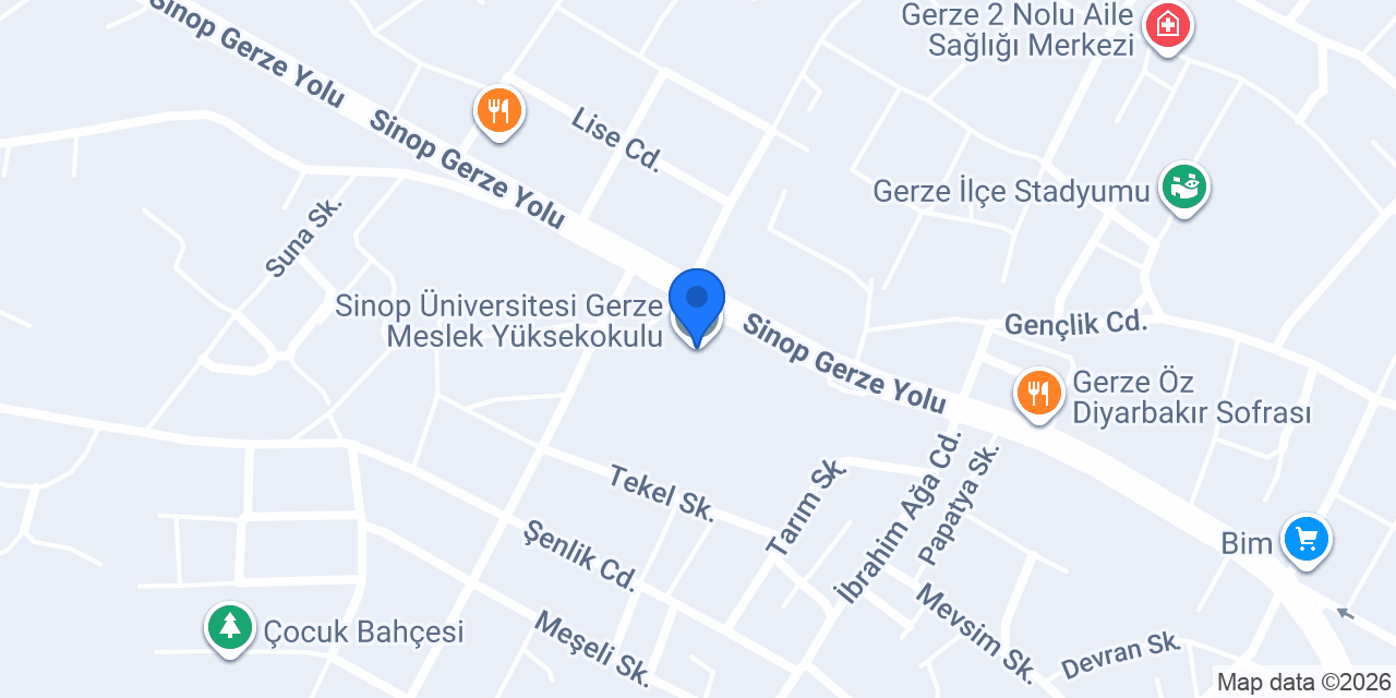 Sinop Üniversitesi Gerze Meslek Yüksekokulu konumu
