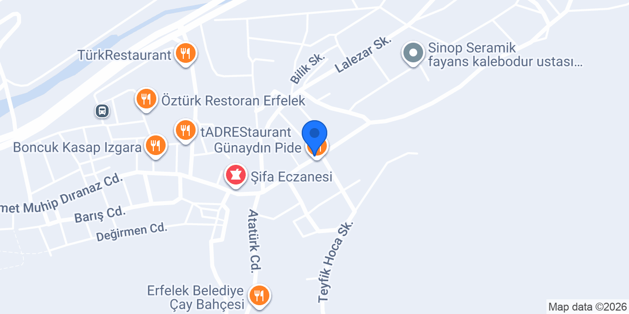 Erfelek İlçe Nüfus Müdürlüğü konumu