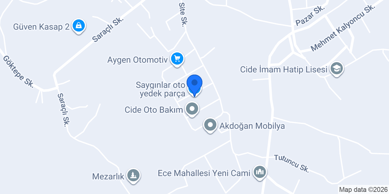 Saygınlar oto yedek parça konumu