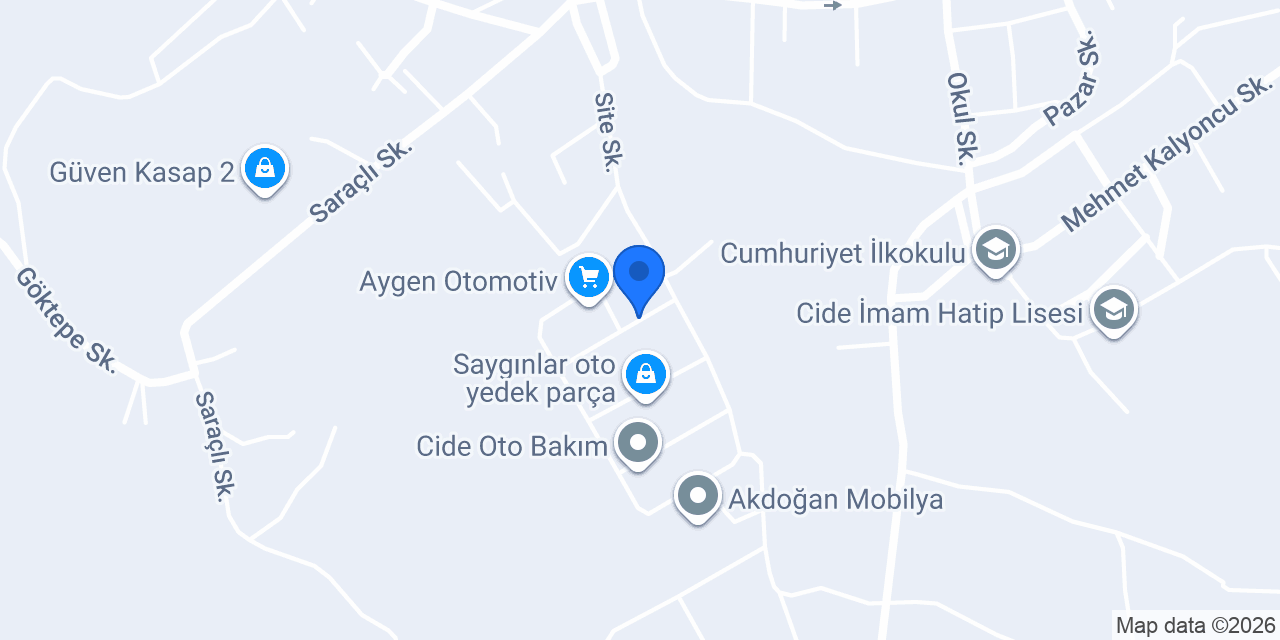 Cide Özlem Oto Elektrik konumu