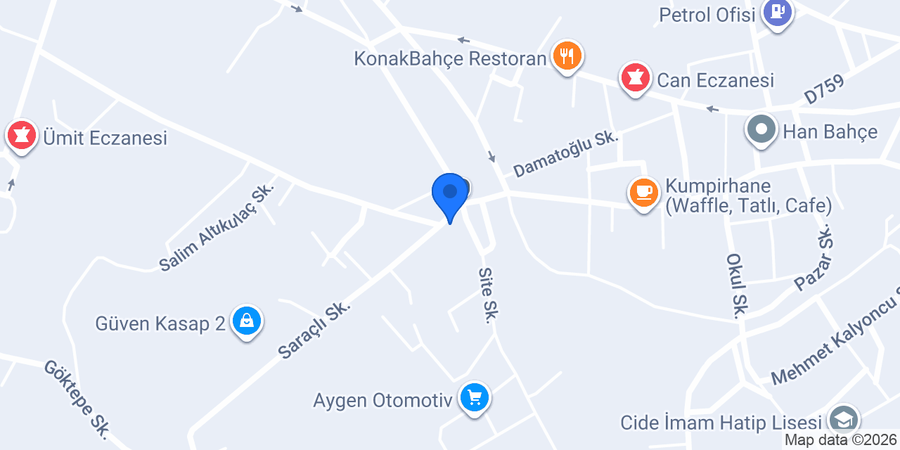 Cide Veteriner Kliniği konumu
