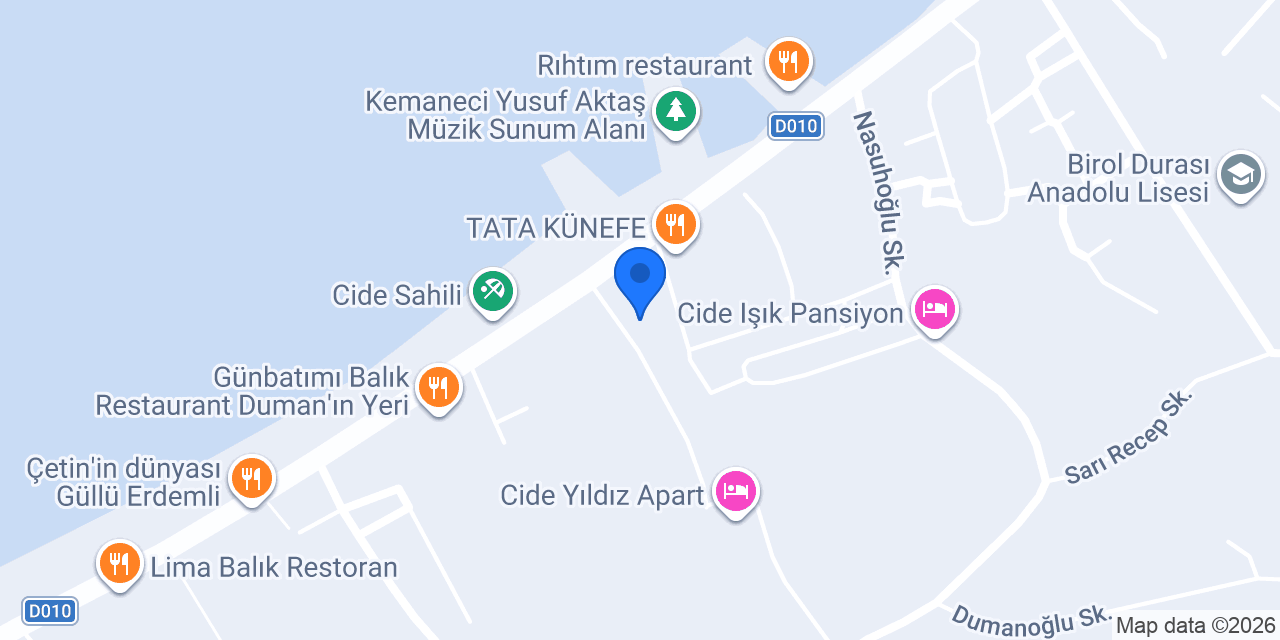 Bakcaklar Pansiyon konumu