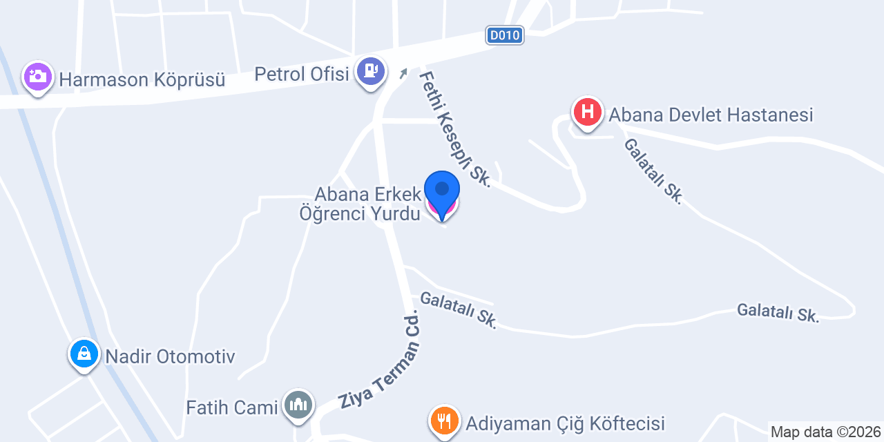 Abana Erkek Öğrenci Yurdu konumu