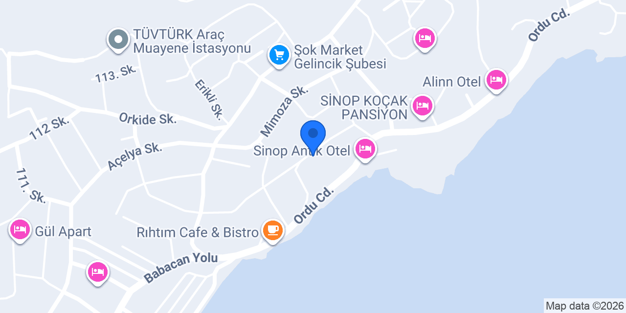 Sinop Tepe Otel konumu