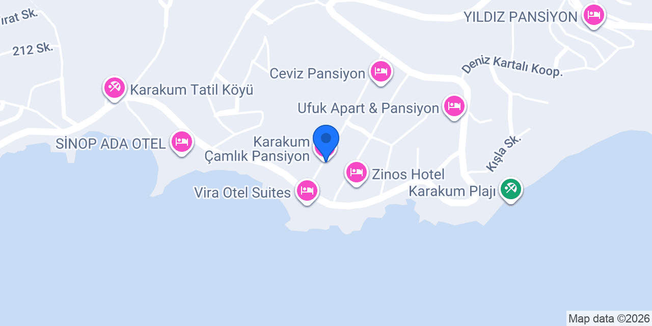Karakum Çamlık Pansiyon konumu